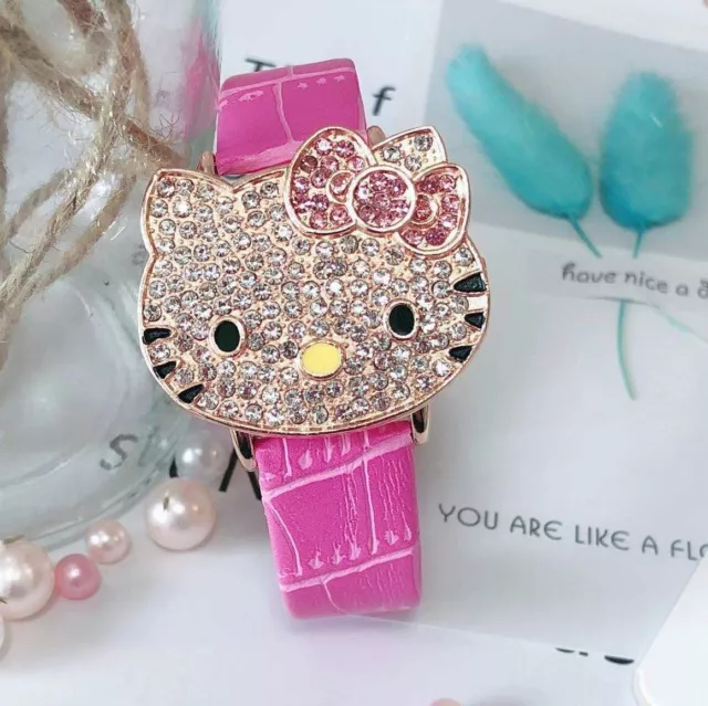 Nuovo# Orologio Hello Kitty Bambini Ragazze Cristallo Quarzo Orologi Digitali 2