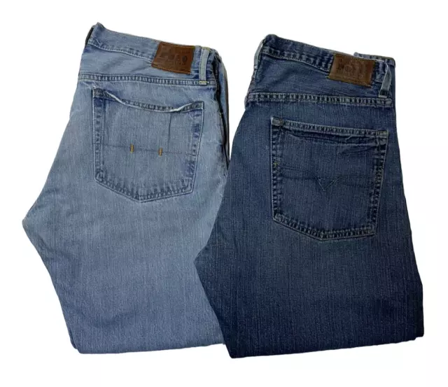 Lot of 2 Polo Ralph Lauren Jeans Mens Size 36 X 30 Regular Fit Blue Denim