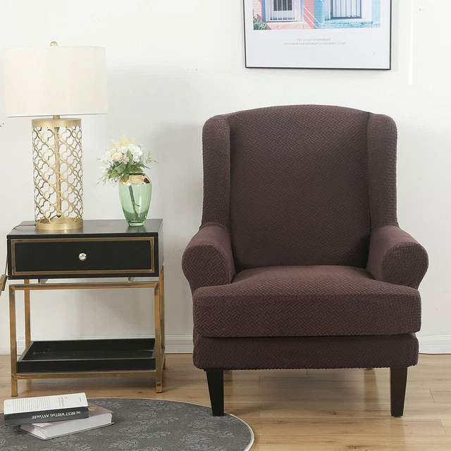 Wing Chair Wingback Armchair Cover Stretch Slipcover Elastic Sofa Protector Soft