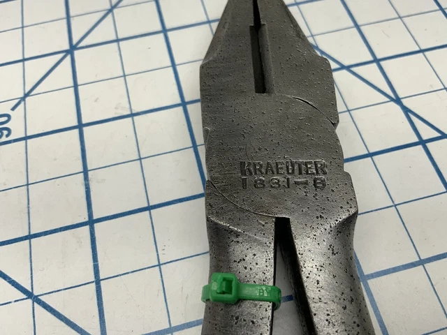 KRAEUTER 1831-8, SUPREME Linemans Pliers, 8in, 1940's, Textured Grips, USA Green