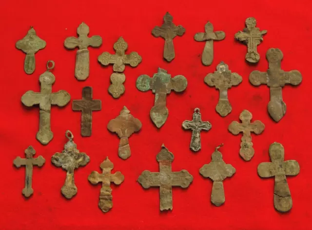 Old bronze crosses Russian Empire 19th century 20 pieces