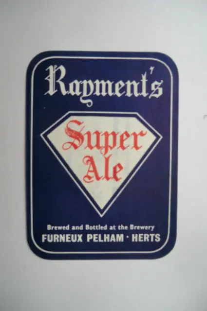 Mint Rayment's Furneux Pelham Hants Super Ale Brewery Beer Bottle Label