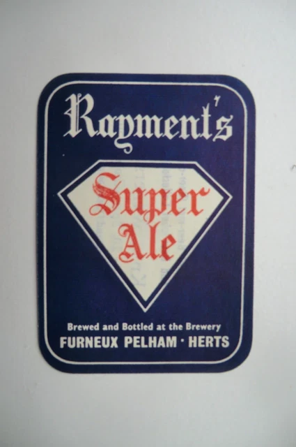 Mint Rayment's Furneux Pelham Hants Super Ale Brewery Beer Bottle Label