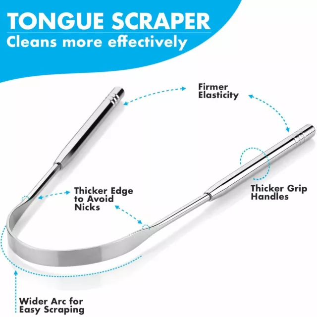 NEW Stainless Steel Tongue Scraper Cleaner Bad Breath Oral Health Cleaning Metal 3