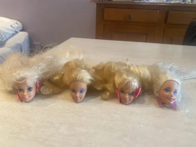 Rarissimo lotto 9 teste bambola Barbie Mattel miste vintage da collezione