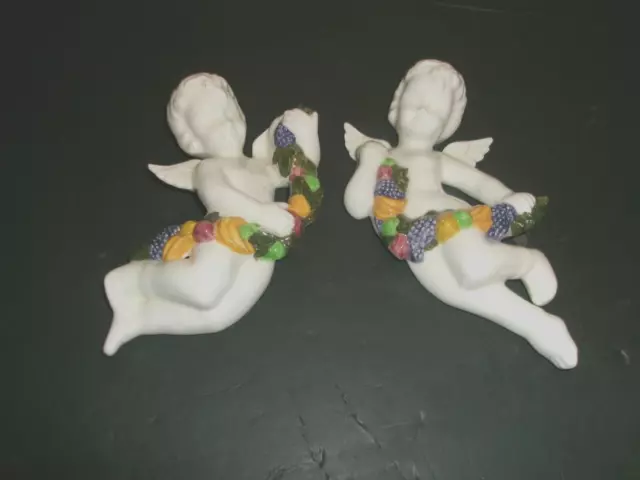 Pair Ceramic 7" X 4" Wall Hangings BEAUTIFUL