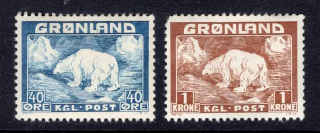 Greenland 1938-46 40o & 1kr Polar Bear  - OG MNH - SC# 8-9   (ref# 204136)