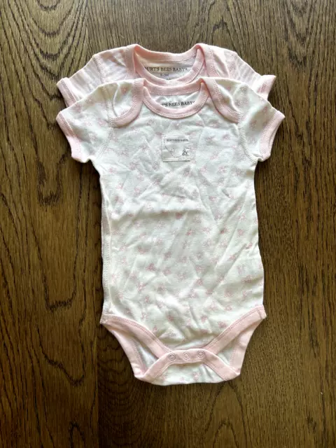 Burts Bees Baby Girl Bodysuits One piece 2 Pack Organic Cotton Pink Size 0-3M