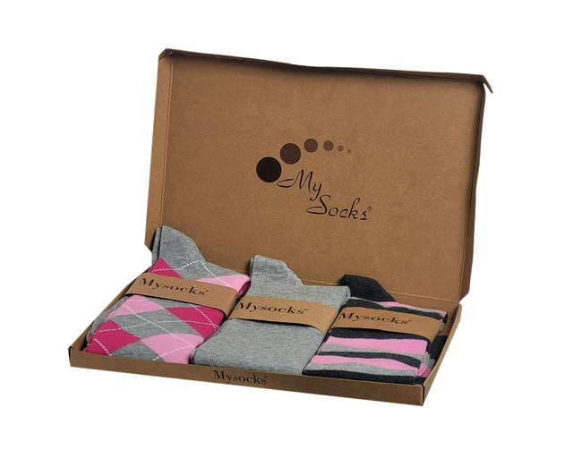 Mysocks Unisexe Hauteur Genou à Motif Argyle, Uni, Rayure Combinaison 3 Paire