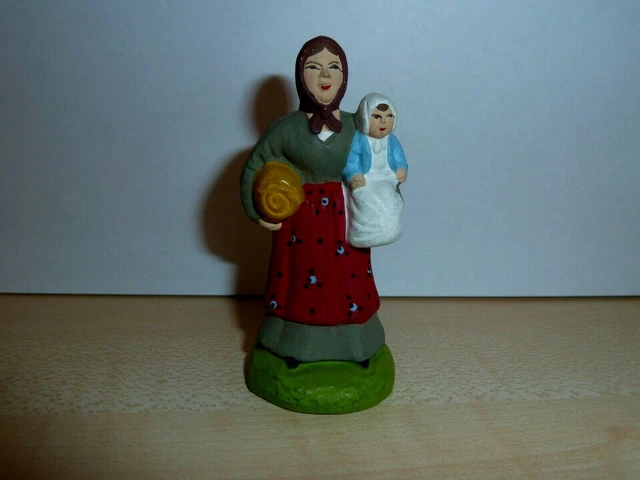 ANCIEN SANTON CRECHE DE NOEL VIEILLE FEMME Signé M.CHIAVE Avec Sa Quenouille Imgx2000 9384