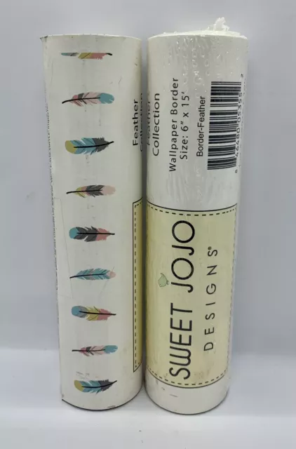 Sweet Jojo Designs Wallpaper Border Feather Collection 2 Rolls 30’ Nursery NEW