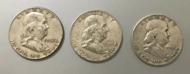 90% Silver Benjamin Franklin Half-Dollar Set P,D,S mint, circulated, year varies