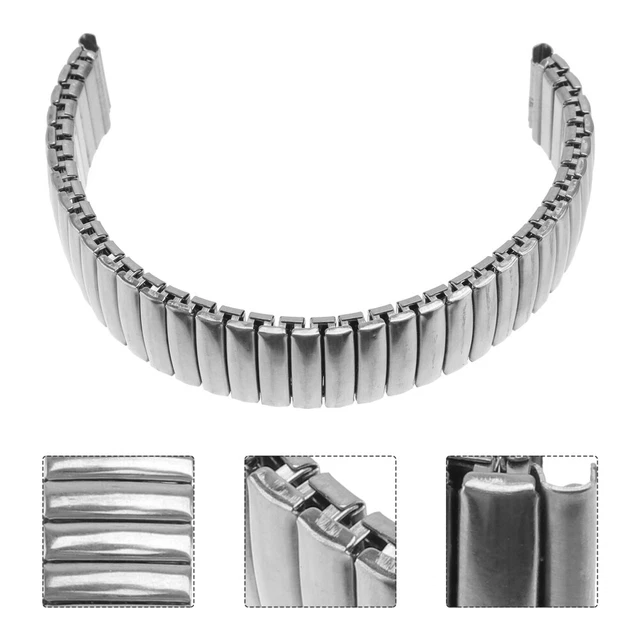 Bracelet De Montre élastique En Acier Inoxydable Extensible - Noir, Taille L, 22 Mm - Compatible La Plupart Des Montres