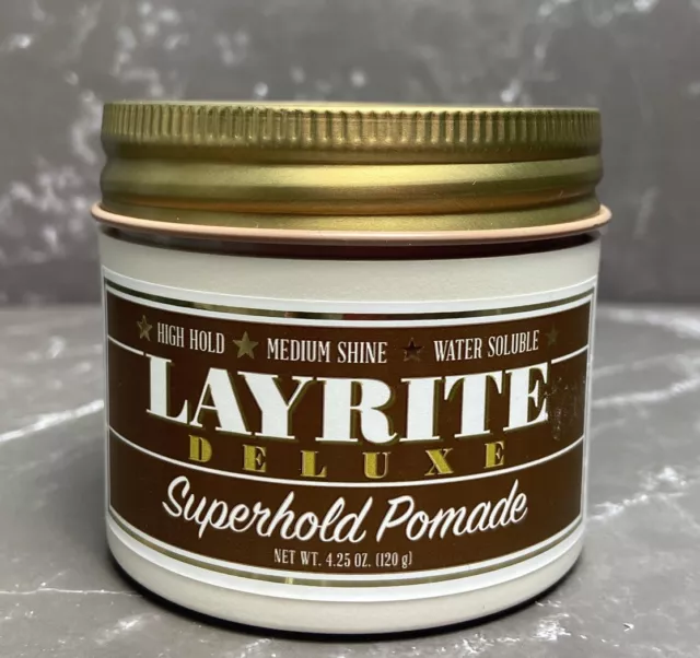 Layrite Superhold Pomade High Hold Medium Shine Water Soluble 4.25 Oz.
