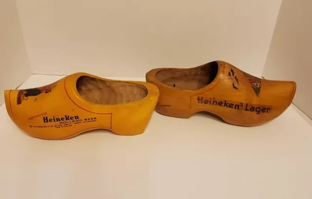 Lot of 2 Heineken Beer Wooden Clogs