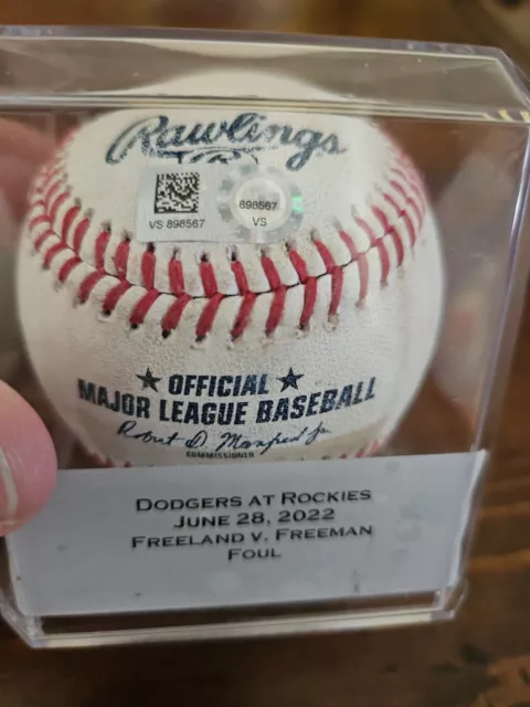 MLB Game Used Baseball Freddie Freeman Foul Off Freeland 6/28/2022 Dodgers