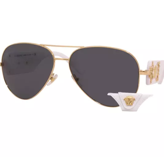 1x Versace 2150Q Sunglasses White Leather Bridge Detachable Part VE2150Q