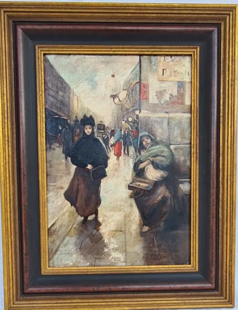 Salvatore Pastiglione (1861-1906), Alt-Paris, Originalgemälde Öl auf Holz