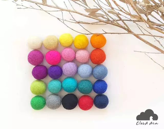 2cm Felt Balls Mixed Colours Wool Multi Colour Assorted DIY Craft Pom Poms Beads