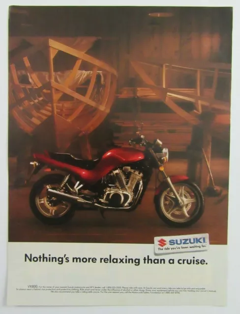 1991 SUZUKI VX800 MOTORCYCLE Boat Making Workshop Magazine Print Ad