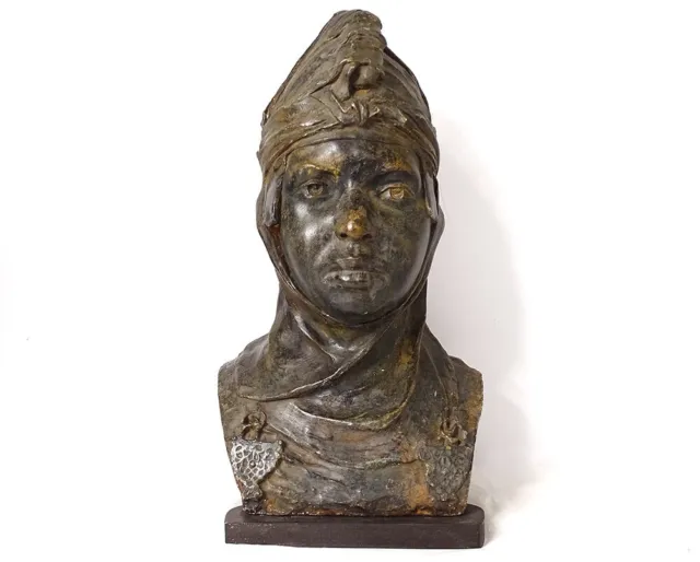 Sculpture buste orientaliste P. Loiseau-Rousseau jeune berbère plâtre XIXè