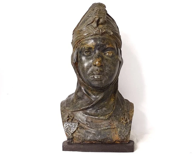 Sculpture buste orientaliste P. Loiseau-Rousseau jeune berbère plâtre XIXè
