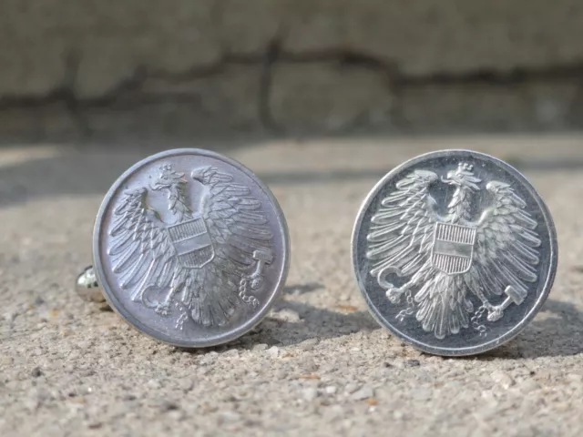 Austrian Coin Cufflinks -- Coin Money Jewelry 2 Groschen Eagle Austria