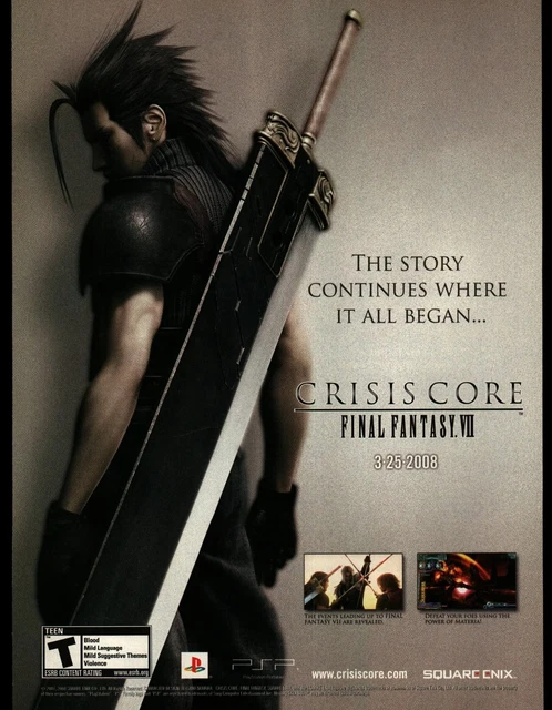 CRISIS CORE FINAL Fantasy VII Zack B2 Poster Official FF7 Game