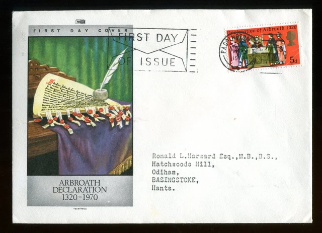 1970 PHILART 5d Arbroath Anniversaries FDC. Paddington Slogan First Day Cover