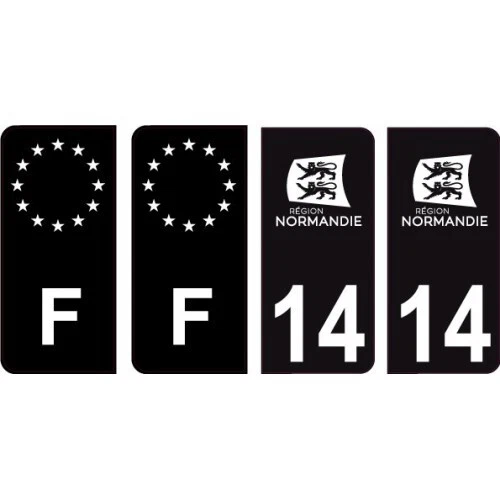 Pack De 2 Autocollants Plaque Auto Département Logo 14 (Calvados) - Garantie 3 Ans - Neuf