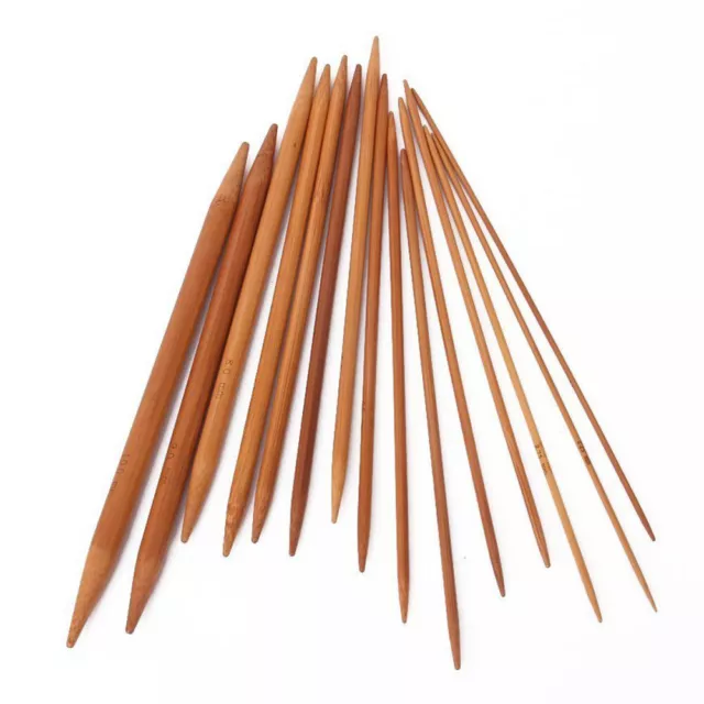 15 Sets of 20cm Professional Double Pointed Carbonized Bamboo Knitting Needles