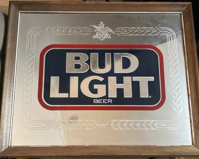 Anheiser Busch Bud Light Mirrored Wall Hanging Sign