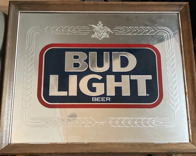 Anheiser Busch Bud Light Mirrored Wall Hanging Sign
