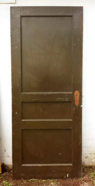 30"x78 Antique Vintage Old SOLID Wood Wooden Fir Pine Interior Door 3 Flat Panel