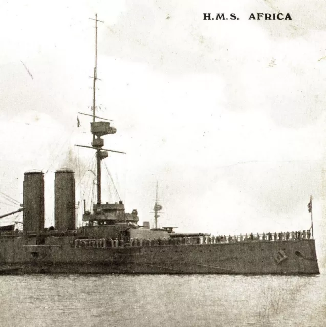 HMS Africa postcard Royal Navy 3rd battle squadron battleship WW1 antique