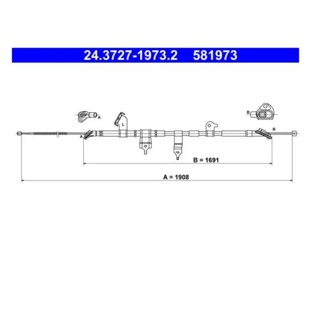 ATE 24.3727-1973.2 Handbremsseil Handbremszug Hinten Links für Toyota RAV 4 III