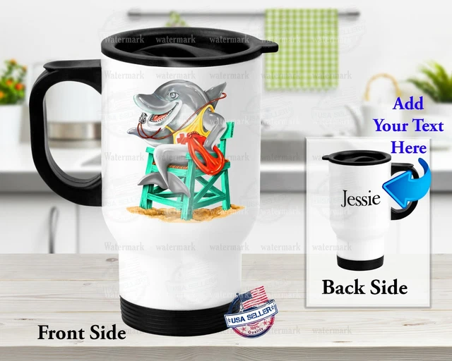 Dolphin Lifeguard Design - Stainless Steel Thermal 14oz Insulated Travel Mug