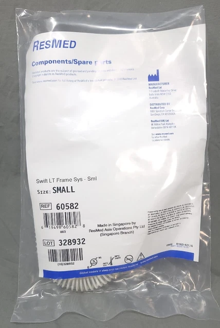 ResMed 60582 Swift LT Frame Sys Small CPAP ~ Genuine New/Sealed