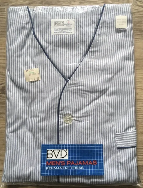 NEW🇺🇸Vintage BVD Permanent Press Pajamas Set Striped Size XL (D)Chest 44-48"