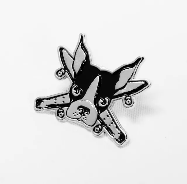 Boston Terrier Enamel Pin Street Pirate Skateboards Silver