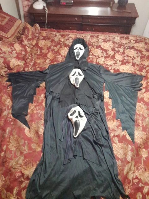 VTG Scream Ghostface Mask Easter Unlimited Stamp Glow Dark Poly Hood And Cape