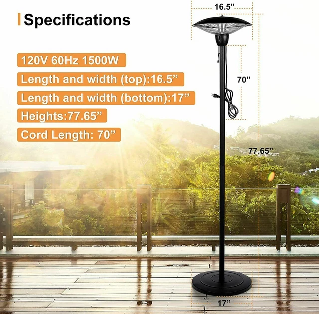 SIMPLE DELUXE 1500W Patio Electric Heater Outdoor Indoor Floor Standing