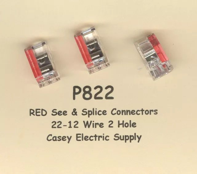 10 RED  See & Splice Push On Wire Terminal Connector #22-12 Wire MOLEX 2 Holes