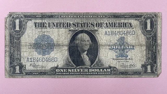 1923 US $1 Silver Certificate / Blue Seal Large Bill / One Dollar Note / Fr. 237