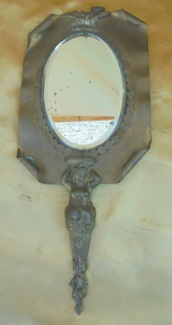 Ancien FACE-A-MAIN Miroir de Courtoisie XIXéme Cariatide Napoléon III