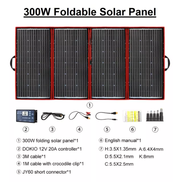 New 2021, 300W 18V Foldable Solar Panel + 12V/10A Controller