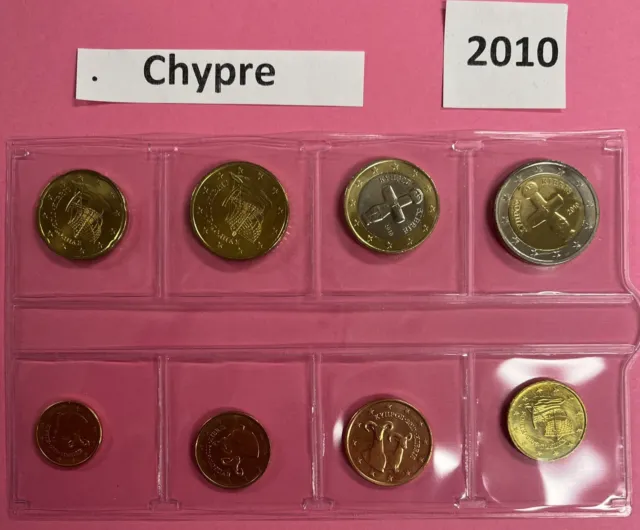 Série de 8 pièces Chypre 2010 de 1 cnt à 2 euros Neuve 🇨🇾
