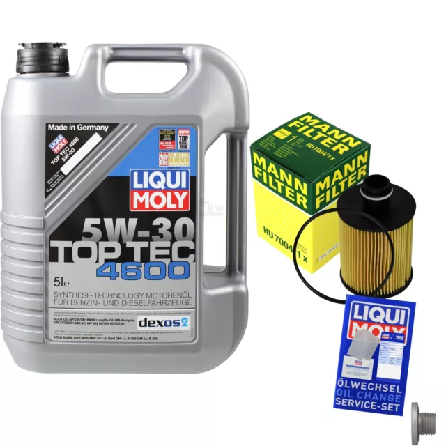 MANN-FILTER Ölfilter 5 L Liqui Moly Top Tec 4600 5W-30 für Opel Insignia A 2.0