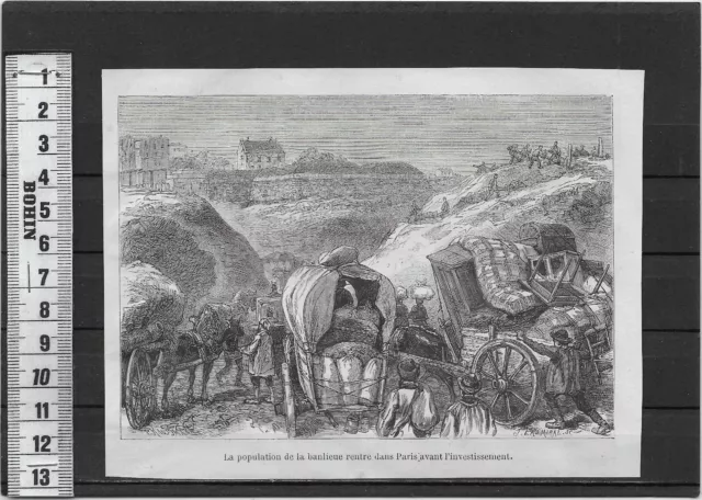 G20 / Engraving Late 19 Eme / The Population Of The Suburbs Returns To Paris