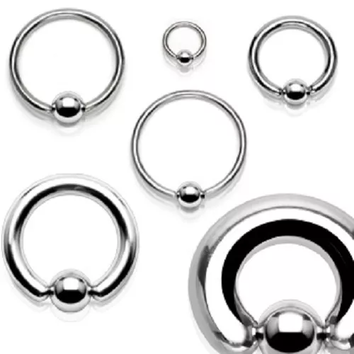 Large Heavy Captive Bead Ring CBR Steel Ear, BCR, Prince Albert Tragus 0.8-10mm